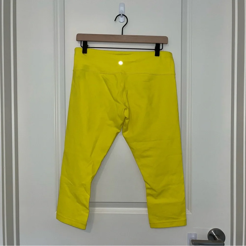 Lululemon Vintage Wunder Under Crop Highlighter Yellow Leggings - Picture 2 of 3
